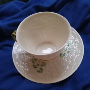 Irish Beleek Vintage Very Delicate bone china teacup with saucer
